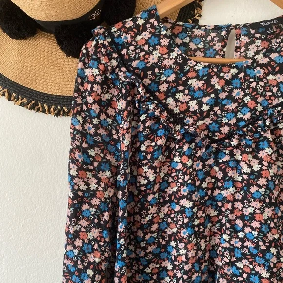 Madewell Floral Ruffle-Yoke Cotton Long Sleeve Blouse - Picture 8 of 14
